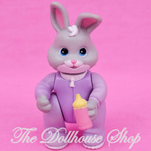 Fisher-Price Loving Family Hideaway Hollow Dollhouse Gray Baby Bunny in Purple-The Dollhouse Shop