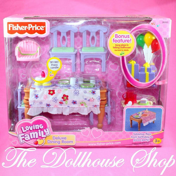 2003 Fisher Price Loving Family Sweet Sounds Dollhouse Deluxe Dining Room-Toys & Hobbies:Preschool Toys & Pretend Play:Fisher-Price:1963-Now:Dollhouses-Fisher-Price-Dining Room, Dollhouse, Fisher Price, Loving Family, New, New Boxed Sets, Sweet Sounds-027084022971-The Dollhouse Shop