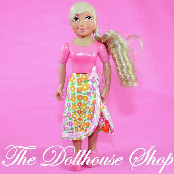 Caring Corners Mrs Goodbee Dollhouse Blonde Mom Doll Floral Skirt-Toys & Hobbies:Preschool Toys & Pretend Play:Fisher-Price:1963-Now:Dollhouses-Caring Corners-Blonde Hair,Caring Corners,Dollhouse,Dolls,Mother,Used-The Dollhouse Shop