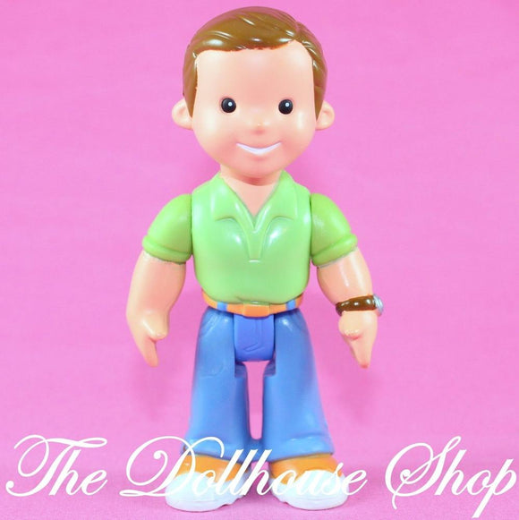 Father Dad Doll Man Fisher Price My First Dollhouse People Blue Pants Green-Toys & Hobbies:Preschool Toys & Pretend Play:Fisher-Price:1963-Now:Dollhouses-Fisher-Price-Dollhouse, Dolls, Father, Fisher Price, My First Dollhouse, Used-The Dollhouse Shop
