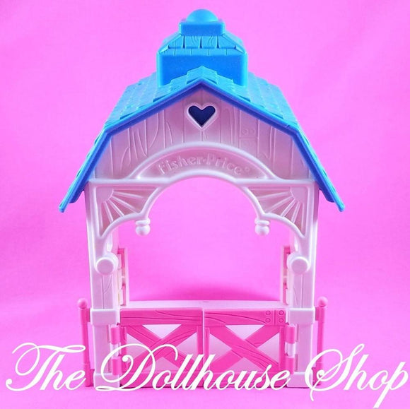 Fisher Price Dream Dollhouse Loving Family Horse Pony Stable Blue roof Pink Gate-Toys & Hobbies:Preschool Toys & Pretend Play:Fisher-Price:1963-Now:Dollhouses-Fisher-Price-Dollhouse, Dream Dollhouse, Fisher Price, Horses & Stables, Loving Family, Used-The Dollhouse Shop