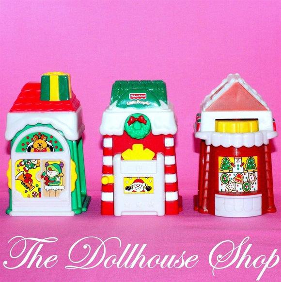 Fisher Price Little People Christmas Holiday Village Toy Shop Post Office Bakery-Toys & Hobbies:Preschool Toys & Pretend Play:Fisher-Price:1963-Now:Little People (1997-Now)-Fisher-Price-Christmas,Dollhouse,Fisher Price,Holidays & Seasonal,Little People,Used-The Dollhouse Shop