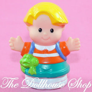 Fisher Price Little People Dollhouse Blonde Boy Carnival Circus Eddie Frog-Toys & Hobbies:Preschool Toys & Pretend Play:Fisher-Price:1963-Now:Little People (1997-Now)-Fisher-Price-Blonde Hair, Boy Dolls, Dolls, Fisher Price, Little People, Used-The Dollhouse Shop
