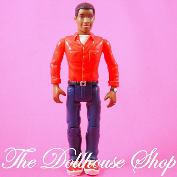 Fisher Price Loving Family Dollhouse African American Father Dad Doll Red Top-Toys & Hobbies:Preschool Toys & Pretend Play:Fisher-Price:1963-Now:Dollhouses-Fisher-Price-African American, Dollhouse, Dolls, Father, Fisher Price, Loving Family, Used-The Dollhouse Shop