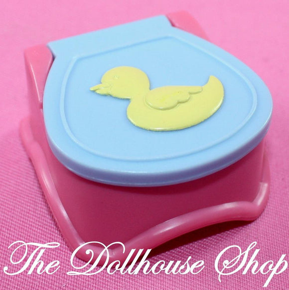Fisher Price Loving Family Dollhouse Bathroom Doll Pink Ducky Potty Blue-Toys & Hobbies:Preschool Toys & Pretend Play:Fisher-Price:1963-Now:Dollhouses-Fisher-Price-Bathroom, Dollhouse, Fisher Price, Loving Family, Nursery Room, Pink, Used-The Dollhouse Shop