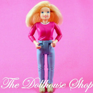 Fisher Price Loving Family Dollhouse Blonde Mom Mother Pink Top Doll People Blue Pants-Toys & Hobbies:Preschool Toys & Pretend Play:Fisher-Price:1963-Now:Dollhouses-Fisher-Price-Blonde Hair,Dollhouse,Dolls,Fisher Price,Loving Family,Mother,Used-The Dollhouse Shop