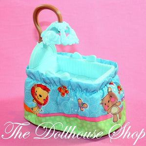 Fisher Price Loving Family Dollhouse Blue Baby Boy Doll Crib Cradle Nursery-Toys & Hobbies:Preschool Toys & Pretend Play:Fisher-Price:1963-Now:Dollhouses-Fisher-Price-Cribs & Cradles,Dollhouse,Fisher Price,Loving Family,Nursery Room,Used-The Dollhouse Shop