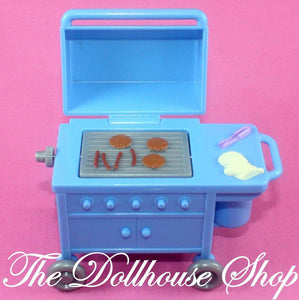 Fisher Price Loving Family Dollhouse Blue Barbecue BBQ Grill Food Backyard-Toys & Hobbies:Preschool Toys & Pretend Play:Fisher-Price:1963-Now:Dollhouses-Fisher-Price-Backyard Fun,Dollhouse,Fisher Price,Loving Family,Outdoor Furniture,Used-The Dollhouse Shop