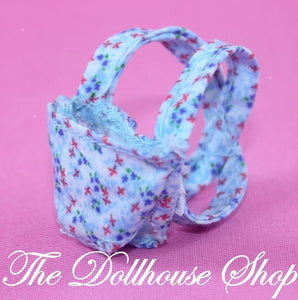 Fisher Price Loving Family Dollhouse Blue Floral Baby Doll Carrier Nursery-Toys & Hobbies:Preschool Toys & Pretend Play:Fisher-Price:1963-Now:Dollhouses-Fisher Price-Baby,Blue,Doll Dress Ups,Dollhouse,Fisher Price,Loving Family,Nursery Room,Used-The Dollhouse Shop