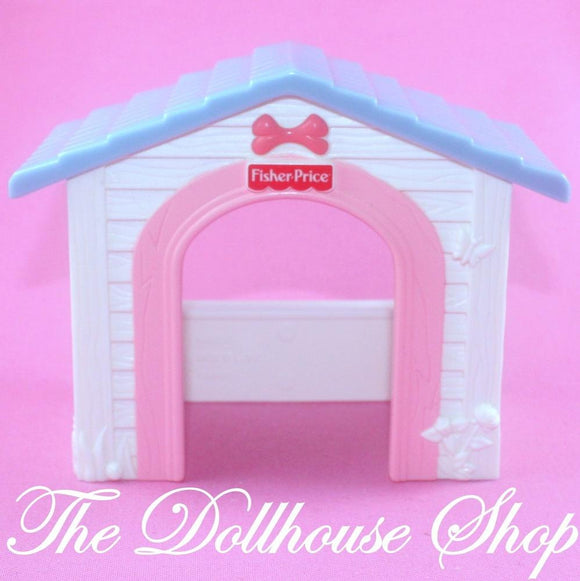 Fisher Price Loving Family Dollhouse Blue Pet Puppy Dog Kennel Cat House-Toys & Hobbies:Preschool Toys & Pretend Play:Fisher-Price:1963-Now:Dollhouses-The Dollhouse Shop-Animal & Pet Accessories, Dollhouse, Fisher Price, Loving Family, Used-The Dollhouse Shop