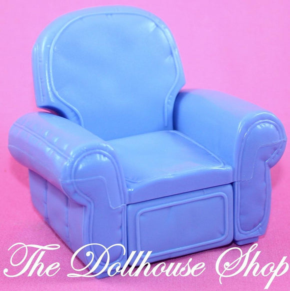 Fisher Price Loving Family Dollhouse Blue Reclining Sofa Chair Living Room-Toys & Hobbies:Preschool Toys & Pretend Play:Fisher-Price:1963-Now:Dollhouses-Fisher-Price-Blue,Chairs,Dollhouse,Fisher Price,Living Room,Loving Family,Used-The Dollhouse Shop