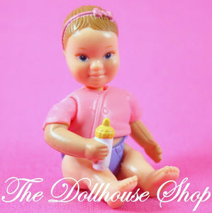 Fisher Price Loving Family Dollhouse Brown Hair Baby Girl Doll People Pink top-Toys & Hobbies:Preschool Toys & Pretend Play:Fisher-Price:1963-Now:Dollhouses-Fisher-Price-Baby, Brown Hair, Dollhouse, Dolls, Fisher Price, Loving Family, Nursery Room, Pink, Used-The Dollhouse Shop