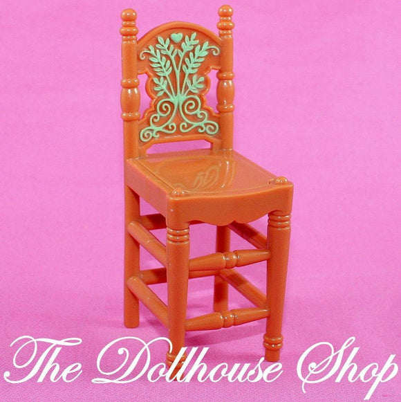 Fisher Price Loving Family Dollhouse Brown Kitchen Island Tall Chair Seat-Toys & Hobbies:Preschool Toys & Pretend Play:Fisher-Price:1963-Now:Dollhouses-Fisher-Price-Brown, Chairs, Dining Room, Dollhouse, Fisher Price, Kitchen, Loving Family, Used-The Dollhouse Shop