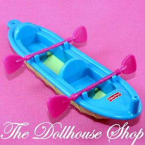 Fisher Price Loving Family Dollhouse Camping Dolls Blue Kayak Canoe Boat 2 Oars-Toys & Hobbies:Preschool Toys & Pretend Play:Fisher-Price:1963-Now:Dollhouses-Fisher-Price-Beach and Boat Sets, Camping Sets, Dollhouse, Fisher Price, Loving Family, Outdoor Furniture, Used-The Dollhouse Shop