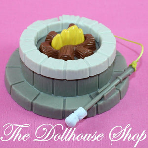 Fisher Price Loving Family Dollhouse Camping Gray Campfire Fire Pit Smores-Toys & Hobbies:Preschool Toys & Pretend Play:Fisher-Price:1963-Now:Dollhouses-Fisher-Price-Backyard Fun,Camping Sets,Dollhouse,Fisher Price,Loving Family,Outdoor Furniture,Used-The Dollhouse Shop