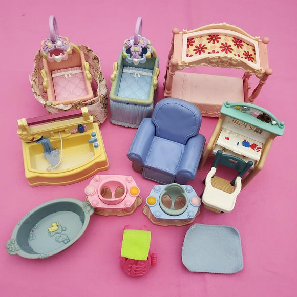 Fisher Price Loving Family Dollhouse Damaged Furniture Crib Nursery-Toys & Hobbies:Preschool Toys & Pretend Play:Fisher-Price:1963-Now:Dollhouses-Fisher-Price-Bedroom, Dollhouse, Dream Dollhouse, Fisher Price, Kids Bedroom, Loving Family, Parents Bedroom, Sold as is - Damaged Lots, Used-The Dollhouse Shop