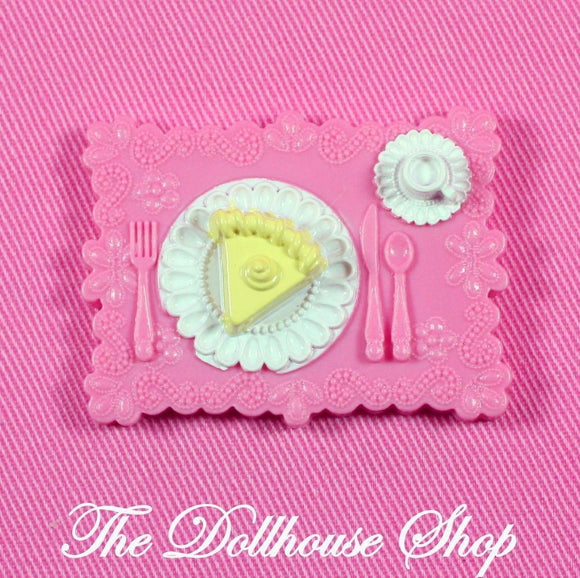 Fisher Price Loving Family Dollhouse Dessert Cake Plate Kitchen Food Tray-Toys & Hobbies:Preschool Toys & Pretend Play:Fisher-Price:1963-Now:Dollhouses-Fisher-Price-Dollhouse,Fisher Price,Food Accessories,Kitchen,Loving Family,Pink,Used-The Dollhouse Shop