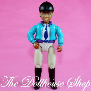 Fisher Price Loving Family Dollhouse Doll African American Boy Horse Rider 'Andy'-Toys & Hobbies:Preschool Toys & Pretend Play:Fisher-Price:1963-Now:Dollhouses-Fisher-Price-African American,Blue,Boy Dolls,Dollhouse,Dolls,English Style Riders,Fisher Price,Horse Rider,Horses & Stables,Loving Family,Used-The Dollhouse Shop