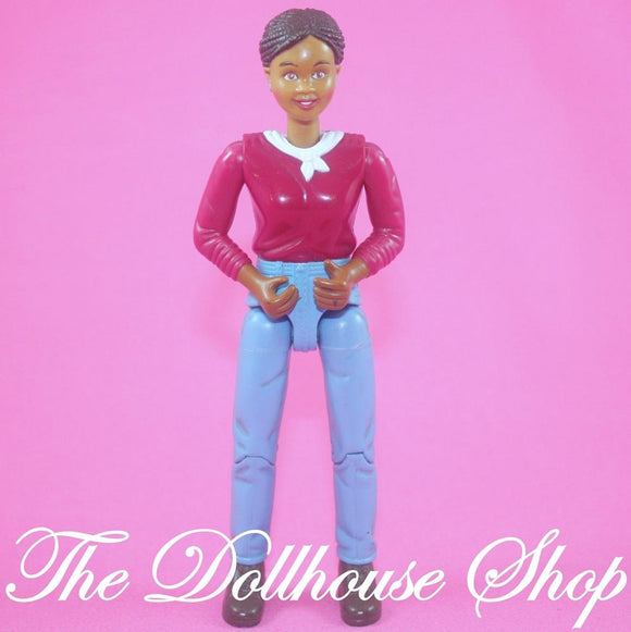 Fisher Price Loving Family Dollhouse Doll African American Horse Rider Mom-Toys & Hobbies:Preschool Toys & Pretend Play:Fisher-Price:1963-Now:Dollhouses-Fisher-Price-African American, Dollhouse, Dolls, Fisher Price, Home & Stable, Horse Rider, Horses & Stables, Loving Family, Mother, Used-The Dollhouse Shop