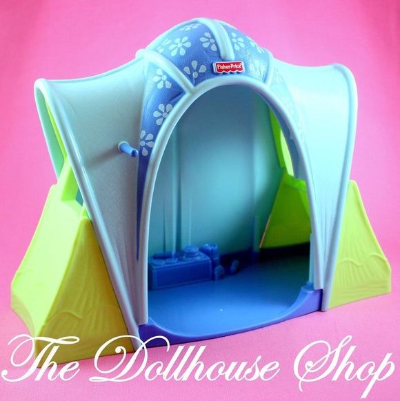 Fisher Price Loving Family Dollhouse Doll Blue Camping Tent Camp Site-Toys & Hobbies:Preschool Toys & Pretend Play:Fisher-Price:1963-Now:Dollhouses-Fisher-Price-Backyard Fun, Camping Sets, Dollhouse, Fisher Price, Loving Family, Outdoor Furniture, Used-The Dollhouse Shop