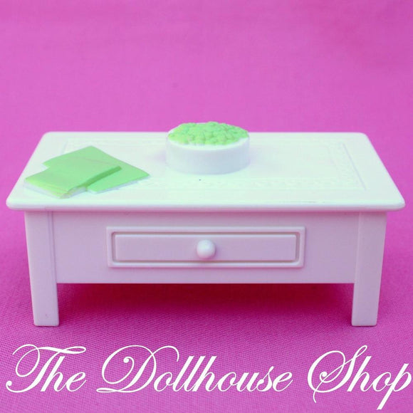 Fisher Price Loving Family Dollhouse Doll White Coffee Table Kids Living Room-Toys & Hobbies:Preschool Toys & Pretend Play:Fisher-Price:1963-Now:Dollhouses-Fisher-Price-Dollhouse, Fisher Price, Lamps & Coffee Tables, Living Room, Loving Family, Tables, Used, White-The Dollhouse Shop