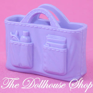 Fisher Price Loving Family Dollhouse Dolls Purple Beach Bag Handbag Purse Tote-Toys & Hobbies:Preschool Toys & Pretend Play:Fisher-Price:1963-Now:Dollhouses-Fisher-Price-Doll Dress Ups,Dollhouse,Fisher Price,Loving Family,Parents Bedroom,Purple,Used-The Dollhouse Shop