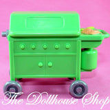 Fisher Price Loving Family Dollhouse Green Barbecue BBQ Doll Grill Barbeque-Toys & Hobbies:Preschool Toys & Pretend Play:Fisher-Price:1963-Now:Dollhouses-Fisher-Price-Backyard Fun,Dollhouse,Fisher Price,Loving Family,Outdoor Furniture,Used-The Dollhouse Shop