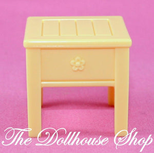 Fisher Price Loving Family Dollhouse Kids Bedroom Beige side lamp end bed Table-Toys & Hobbies:Preschool Toys & Pretend Play:Fisher-Price:1963-Now:Dollhouses-Fisher-Price-Bedroom,Dollhouse,Fisher Price,Kids Bedroom,Loving Family,Tables,Used-The Dollhouse Shop