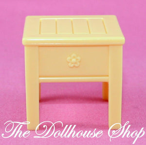 Fisher Price Loving Family Dollhouse Kids Bedroom Beige side lamp end bed Table-Toys & Hobbies:Preschool Toys & Pretend Play:Fisher-Price:1963-Now:Dollhouses-Fisher-Price-Bedroom, Dollhouse, Fisher Price, Kids Bedroom, Loving Family, Tables, Used-The Dollhouse Shop