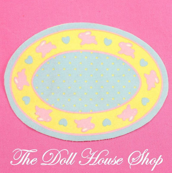 Fisher Price Loving Family Dollhouse Kids Bedroom Nursery Oval Floor Rug-toy-Fisher-Price-Blankets & Rugs, Dollhouse, Fisher Price, Kids Bedroom, Loving Family, Nursery Room, Playroom, Used-The Dollhouse Shop