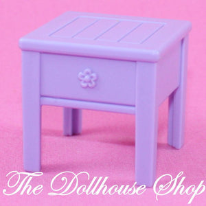 Fisher Price Loving Family Dollhouse Kids Bedroom Purple Table side lamp end bed-Toys & Hobbies:Preschool Toys & Pretend Play:Fisher-Price:1963-Now:Dollhouses-Fisher-Price-Bedroom, Dollhouse, Fisher Price, Kids Bedroom, Loving Family, Purple, Tables, Used-The Dollhouse Shop