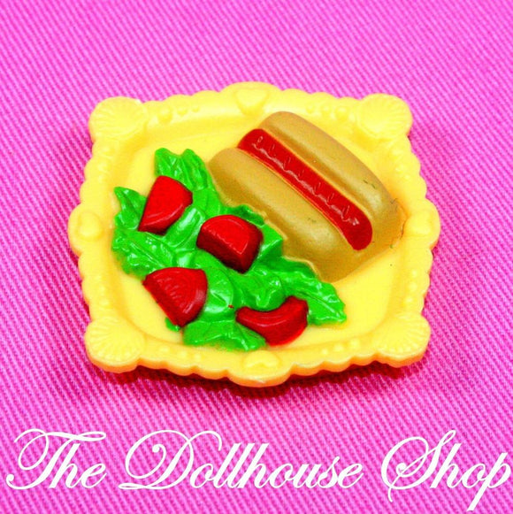 Fisher Price Loving Family Dollhouse Kitchen Doll Food Yellow Hotdog Snack Tray-Toys & Hobbies:Preschool Toys & Pretend Play:Fisher-Price:1963-Now:Dollhouses-Fisher-Price-Dollhouse, Fisher Price, Food Accessories, Kitchen, Loving Family, Used-The Dollhouse Shop