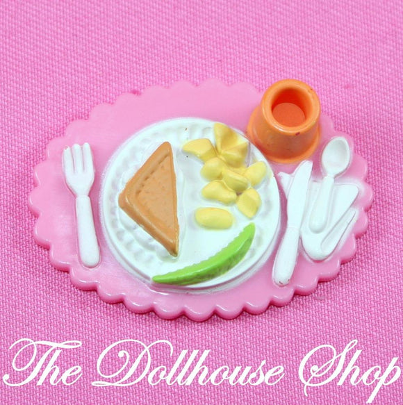 Fisher Price Loving Family Dollhouse Kitchen Pink Sandwich Drink Food Plate Tray-Toys & Hobbies:Preschool Toys & Pretend Play:Fisher-Price:1963-Now:Dollhouses-Fisher-Price-Dining Room, Dollhouse, Fisher Price, Food Accessories, Kitchen, Loving Family, Used-The Dollhouse Shop