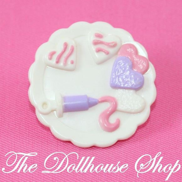 Fisher Price Loving Family Dollhouse Kitchen White Valentines Day Cookie Food Plate-Toys & Hobbies:Preschool Toys & Pretend Play:Fisher-Price:1963-Now:Dollhouses-Fisher-Price-Dining Room, Dollhouse, Dream Dollhouse, Fisher Price, Food Accessories, Holidays & Seasonal, Kitchen, Loving Family, Used-The Dollhouse Shop