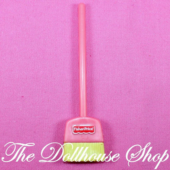 Fisher Price Loving Family Dollhouse Laundry Room Pink Doll Straw Broom Kitchen-Toys & Hobbies:Preschool Toys & Pretend Play:Fisher-Price:1963-Now:Dollhouses-Fisher-Price-Dollhouse,Fisher Price,Kitchen,Laundry Room,Loving Family,Pink,Used-The Dollhouse Shop