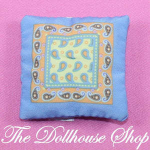 Fisher Price Loving Family Dollhouse Living Room Blue Sofa Bed Cushion Pillow-Toys & Hobbies:Preschool Toys & Pretend Play:Fisher-Price:1963-Now:Dollhouses-Fisher-Price-Bedroom, Blue, Dollhouse, Fisher Price, Living Room, Loving Family, Pillows, Used-The Dollhouse Shop