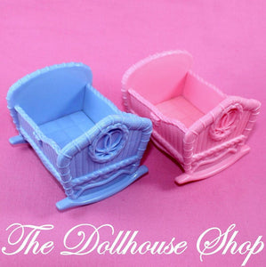 Fisher Price Loving Family Dollhouse Nursery 2 Cribs Cradles Blue Pink-Toys & Hobbies:Preschool Toys & Pretend Play:Fisher-Price:1963-Now:Dollhouses-Fisher-Price-Cribs & Cradles, Dollhouse, Fisher Price, Loving Family, Nursery Room, Pink, Used-Two baby cribs - one blue and one pink. Originally sold with the Fisher Loving Family twin time mansion. Crib, cradle, Fits baby doll approx. 2 inches long Perfect for Fisher Price Loving family Dollhouse or Playskool Dollhouse. Cradles can be rocked Encourages creati