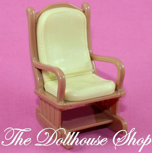 Fisher Price Loving Family Dollhouse Nursery Brown Yellow Rocking chair-Toys & Hobbies:Preschool Toys & Pretend Play:Fisher-Price:1963-Now:Dollhouses-Fisher-Price-Chairs,Dollhouse,Fisher Price,Living Room,Loving Family,Nursery Room,Used-The Dollhouse Shop