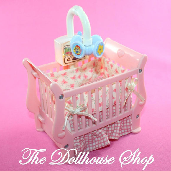 Fisher Price Loving Family Dollhouse Nursery Pink Baby Music lights Crib Cradle-Toys & Hobbies:Preschool Toys & Pretend Play:Fisher-Price:1963-Now:Dollhouses-Fisher-Price-Cribs & Cradles,Dollhouse,Fisher Price,Kids Bedroom,Loving Family,Nursery Room,Sweet sounds,Used-The Dollhouse Shop