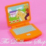 Fisher Price Loving Family Dollhouse Orange Doll Laptop Office Computer notebook-Toys & Hobbies:Preschool Toys & Pretend Play:Fisher-Price:1963-Now:Dollhouses-Fisher-Price-Dollhouse,Fisher Price,Loving Family,Office,orange,Used-The Dollhouse Shop