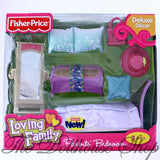 Fisher Price Loving Family Dollhouse Parents Bedroom Bed Mirror Pillows-Toys & Hobbies:Preschool Toys & Pretend Play:Fisher-Price:1963-Now:Dollhouses-Fisher-Price-Bedroom,Doll Dress Ups,Dollhouse,Fisher Price,Loving Family,New,New Boxed Sets,Parents Bedroom,Pillows-The Dollhouse Shop