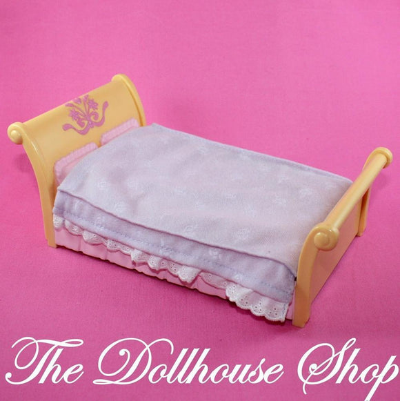 Fisher Price Loving Family Dollhouse Parents Bedroom Queen Sleigh Bed-Toys & Hobbies:Preschool Toys & Pretend Play:Fisher-Price:1963-Now:Dollhouses-Fisher Price-Bedroom, Dollhouse, Fisher Price, Loving Family, Parents Bedroom, Used-The Dollhouse Shop