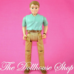 Fisher Price Loving Family Dollhouse People Dad Father Man Green Shirt Doll-Toys & Hobbies:Preschool Toys & Pretend Play:Fisher-Price:1963-Now:Dollhouses-Fisher-Price-Brown Hair, Dollhouse, Dolls, Father, Fisher Price, Green, Loving Family, Twin Time, Used-The Dollhouse Shop