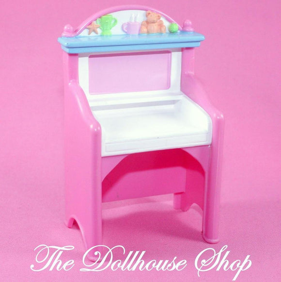 Fisher Price Loving Family Dollhouse Pink Art School Desk Kids Bedroom-Toys & Hobbies:Preschool Toys & Pretend Play:Fisher-Price:1963-Now:Dollhouses-Fisher-Price-Dollhouse, Fisher Price, Kids Bedroom, Loving Family, Tables, Used-The Dollhouse Shop
