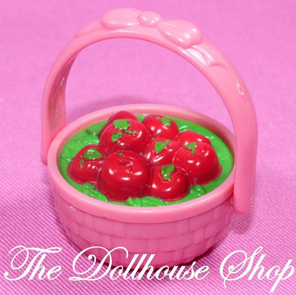 Fisher Price Loving Family Dollhouse Pink Basket Apples Kitchen Food Horse-Toys & Hobbies:Preschool Toys & Pretend Play:Fisher-Price:1963-Now:Dollhouses-Fisher-Price-Dollhouse, Fisher Price, Food Accessories, Friendship Ponies, Horses & Stables, Loving Family, Used-The Dollhouse Shop