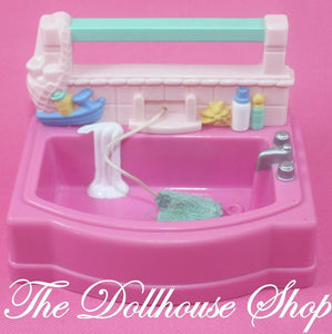 Fisher Price Loving Family Dollhouse Pink Bath Tub Bathroom Bathtub-Toys & Hobbies:Preschool Toys & Pretend Play:Fisher-Price:1963-Now:Dollhouses-Fisher-Price-Bathroom, Dollhouse, Fisher Price, Loving Family, Pink, Used-The Dollhouse Shop