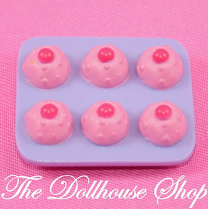 Fisher Price Loving Family Dollhouse Pink Cupcakes Muffin Kitchen Doll Food Tray-Toys & Hobbies:Preschool Toys & Pretend Play:Fisher-Price:1963-Now:Dollhouses-Fisher-Price-Dining Room, Dollhouse, Fisher Price, Food Accessories, Kitchen, Loving Family, Pink, Used-The Dollhouse Shop
