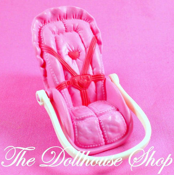 Fisher Price Loving Family Dollhouse Pink Girl Car Seat Baby Carrier Nursery-Toys & Hobbies:Preschool Toys & Pretend Play:Fisher-Price:1963-Now:Dollhouses-Fisher-Price-Baby, Cars Vans & Campers, Dollhouse, Fisher Price, Loving Family, Nursery Room, Pink, Used-The Dollhouse Shop