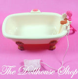 Fisher Price Loving Family Dollhouse Pink White Claw Foot Bath Tub Bathroom-Toys & Hobbies:Preschool Toys & Pretend Play:Fisher-Price:1963-Now:Dollhouses-Fisher-Price-Bathroom,Dollhouse,Fisher Price,Loving Family,Used,White-The Dollhouse Shop
