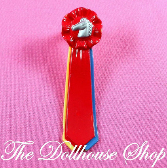 Fisher Price Loving Family Dollhouse Red Silver Horse Pony Ribbon for Stable-Toys & Hobbies:Preschool Toys & Pretend Play:Fisher-Price:1963-Now:Dollhouses-Fisher-Price-Dollhouse, Fisher Price, Home & Stable, Horses & Stables, Loving Family, Sweet Expressions Stable, Used-The Dollhouse Shop